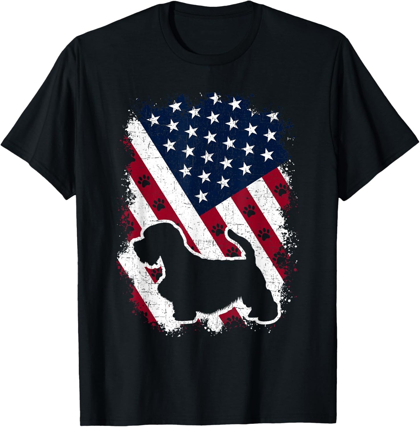 American US Flag Sealyham Terrier Dog Lover 4th of July T-Shirt - T-Shirt | Black