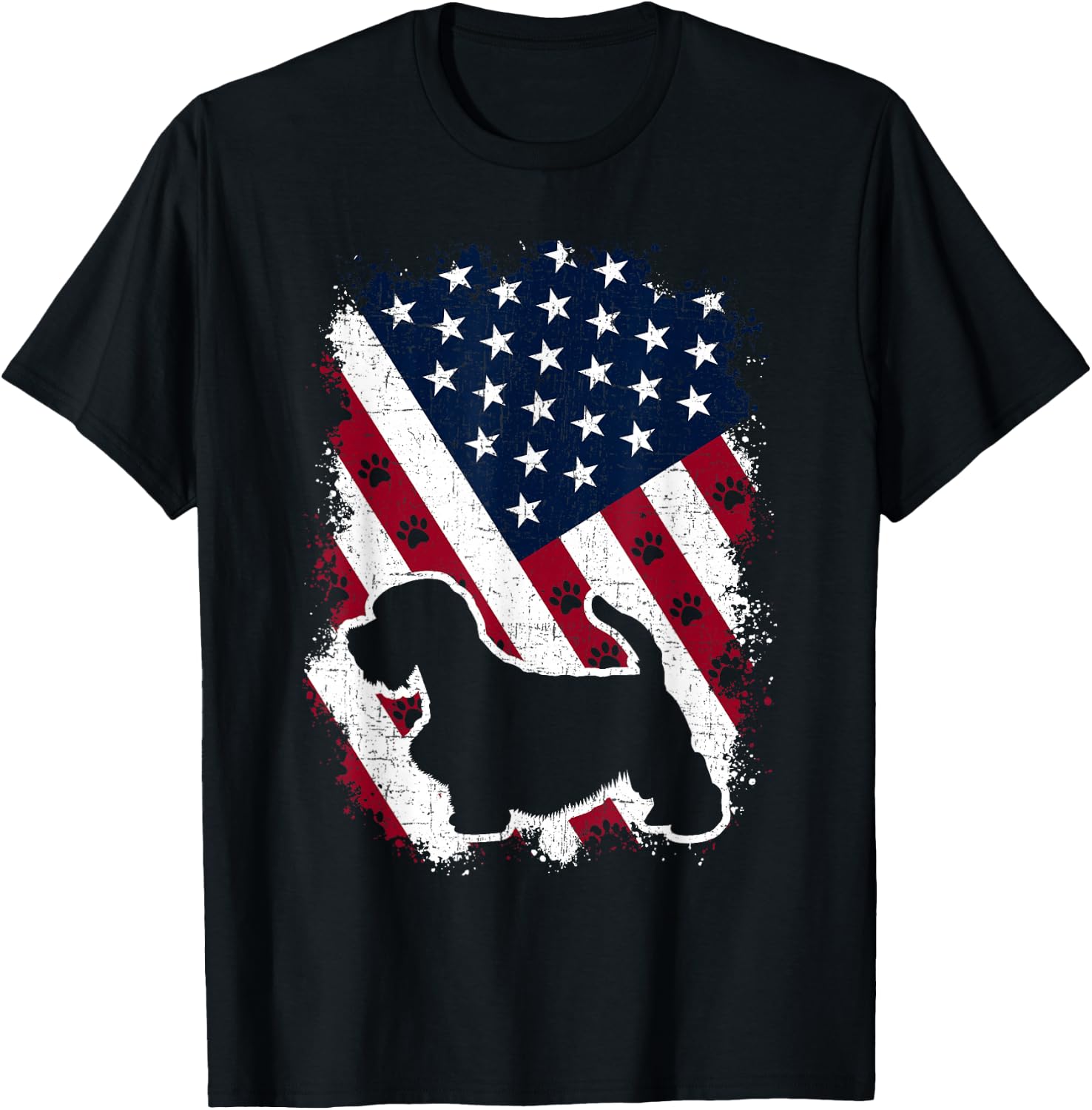 American US Flag Sealyham Terrier Dog Lover 4th of July T-Shirt - T-Shirt | Black