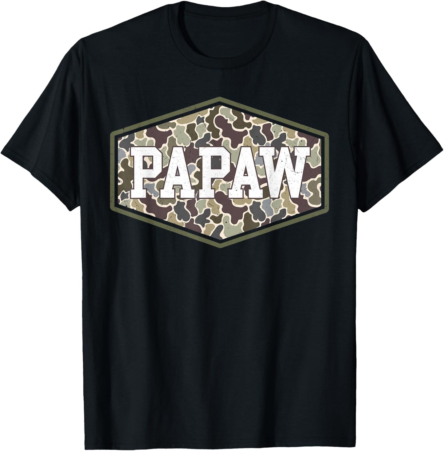 Papaw Camo Camouflage Father's Day Grandfather T-Shirt - T-Shirt | Black