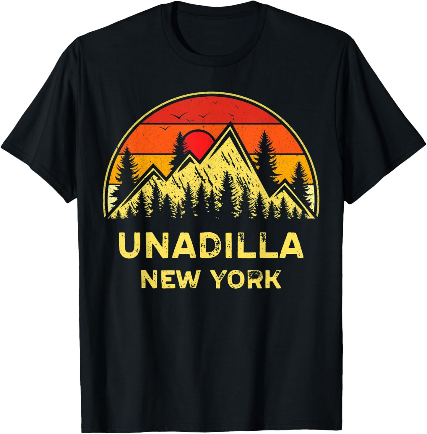 Vintage Unadilla New York NY Mountains Hiking Hike Souvenir T-Shirt - T-Shirt | Black