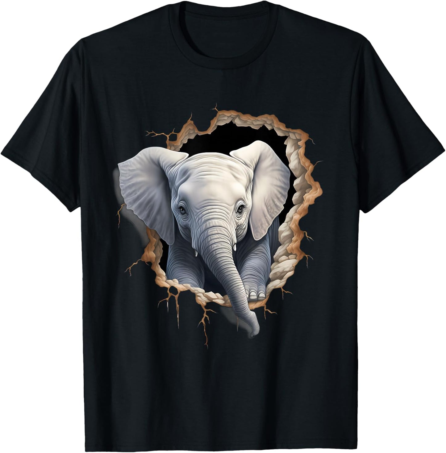 Elefanten-Wandmotiv Kunstwerk Tierwelt afrikanische Tierliebhaber T-Shirt - T-Shirt | Black