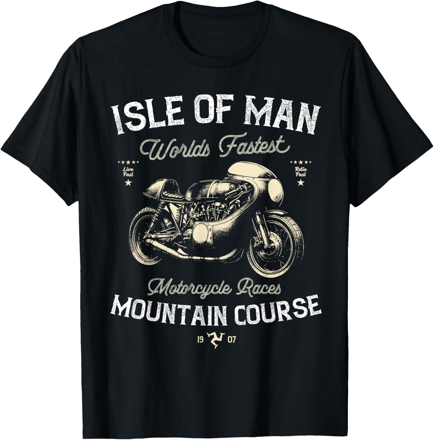 Retro Isle of Man TT Races Vintage Motorcycle Race , Black, S T-Shirt - T-Shirt | Black