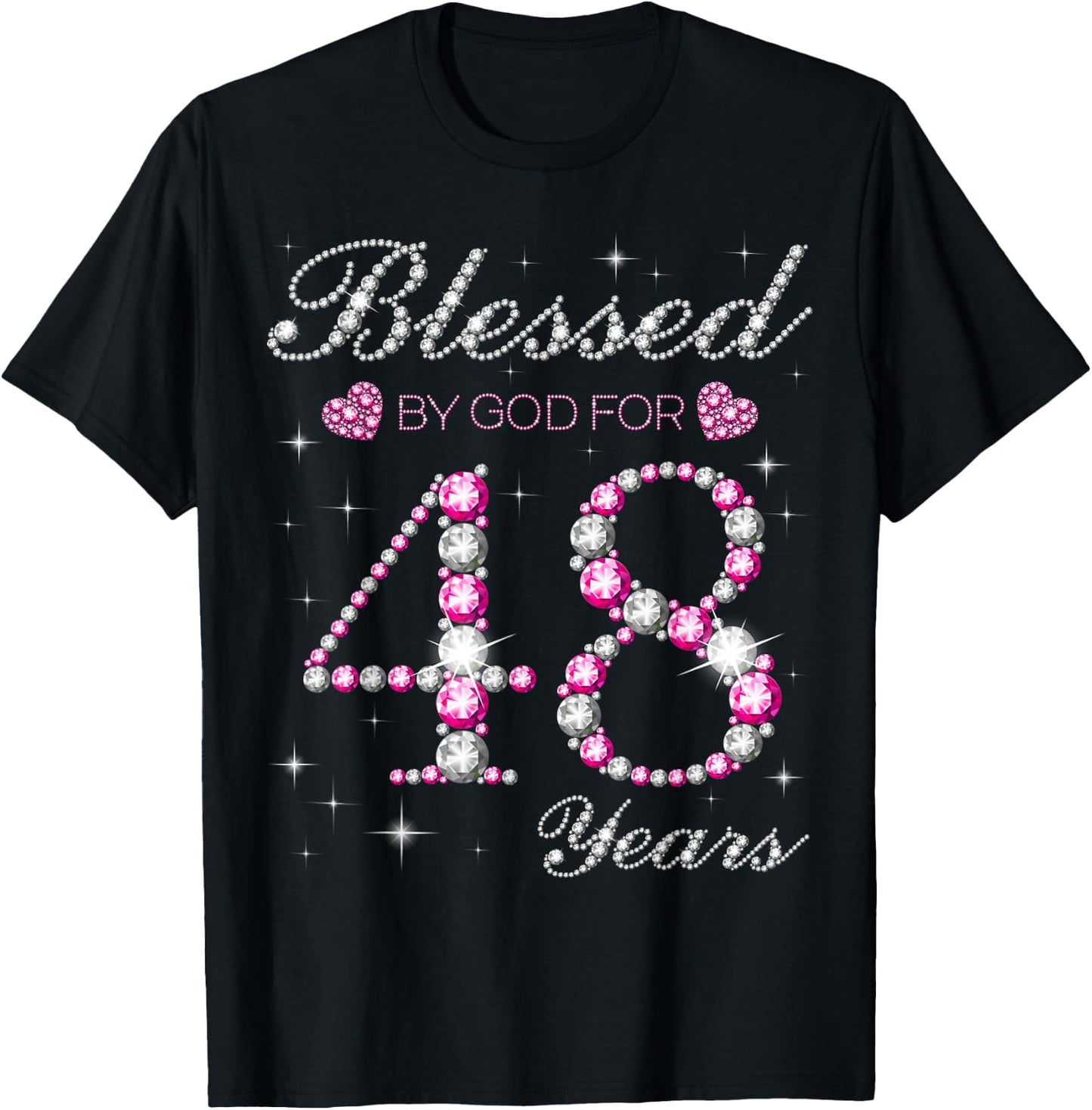 Blessed By God For 48 Years Old 48th Birthday Party B-day T-Shirt - T-Shirt | Black