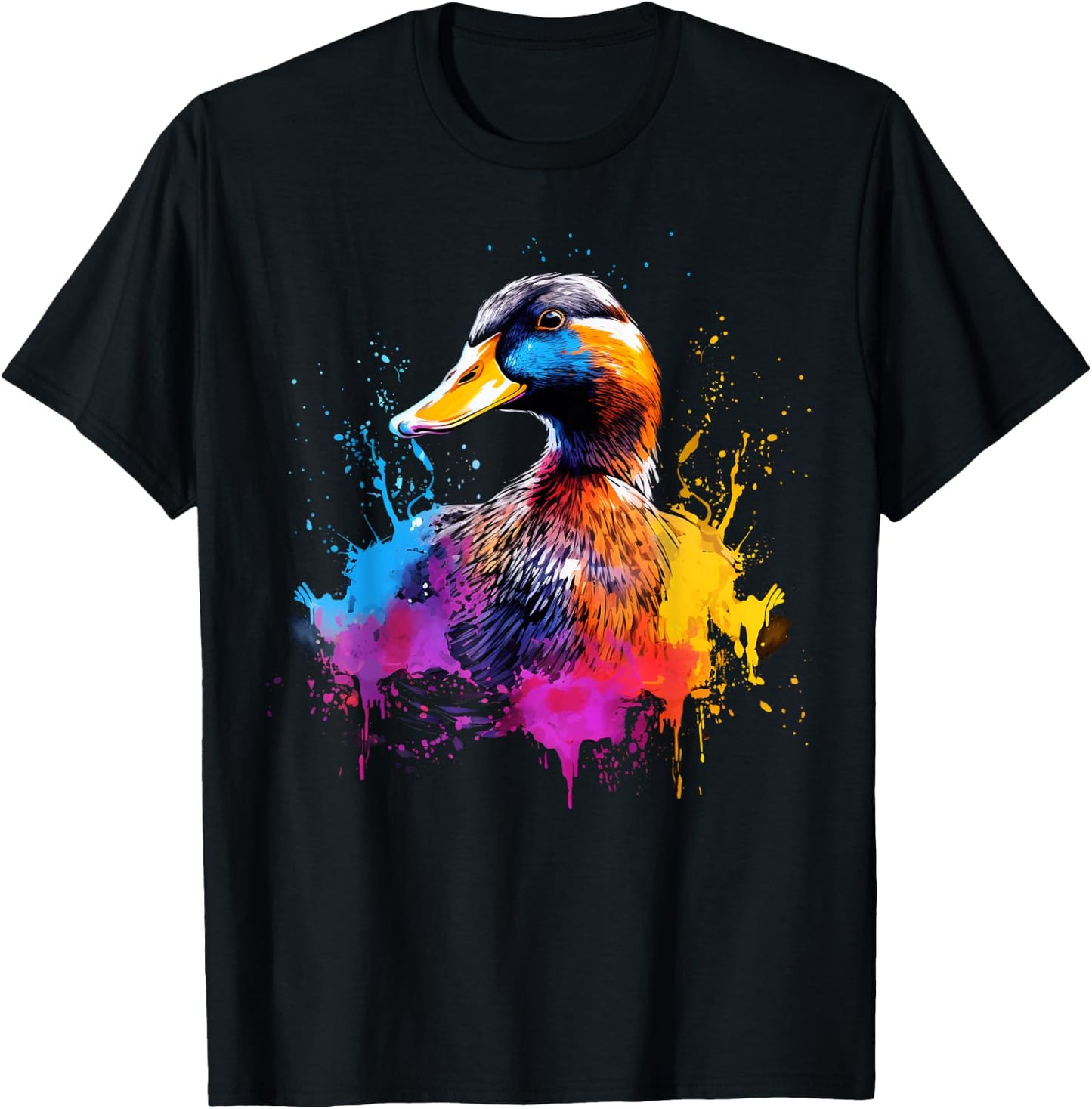 Cool Duck on colorful painted Duck T-Shirt - T-Shirt | Black