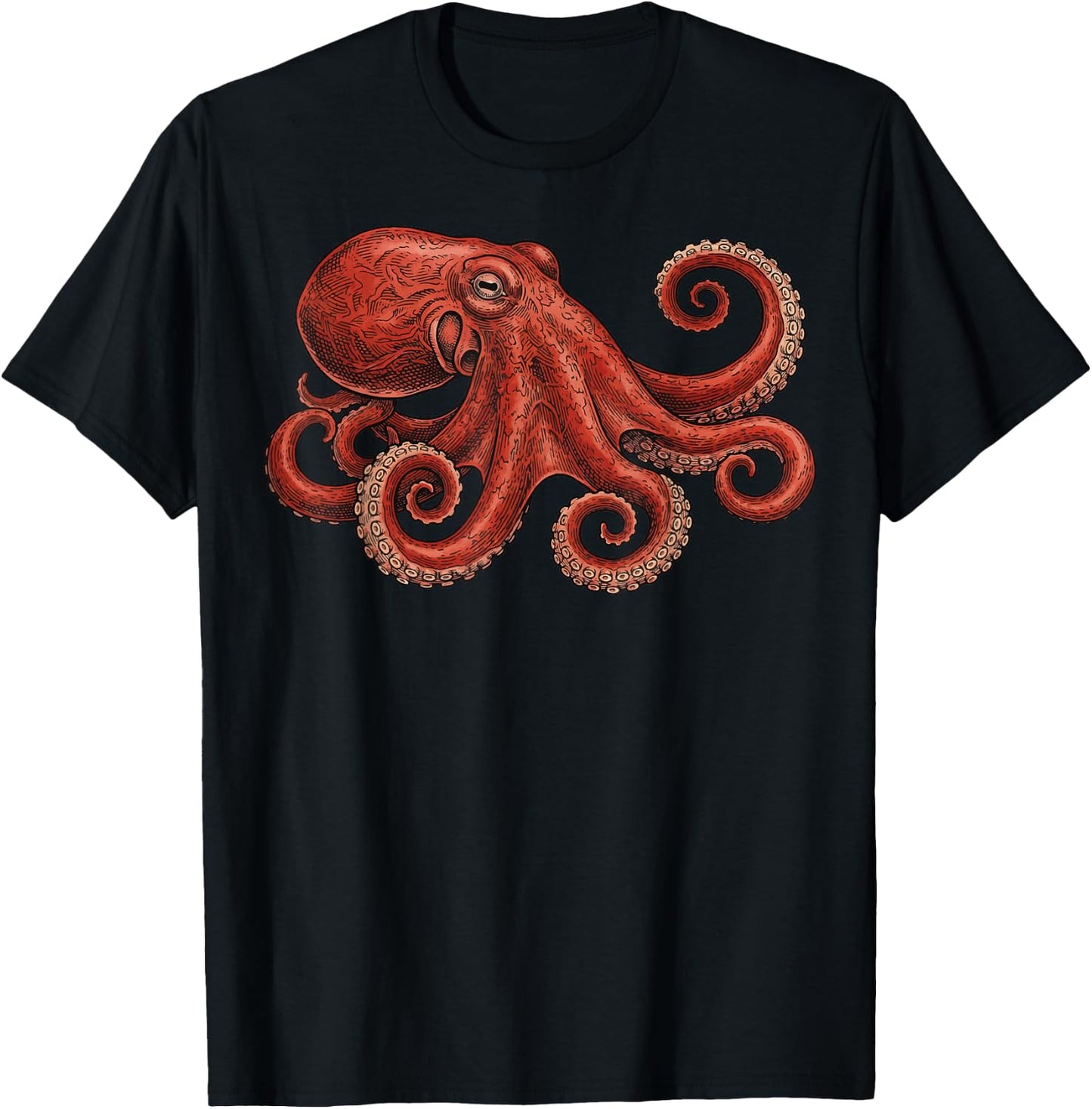 Red Octopus T-Shirt - T-Shirt | Black