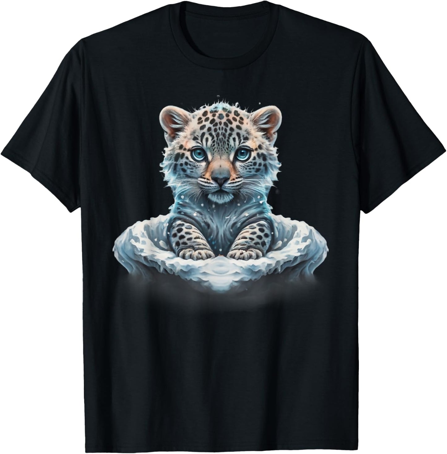 Snow Leopard Lover Cute Animal Boys Girls Women Men T-Shirt - T-Shirt | Black