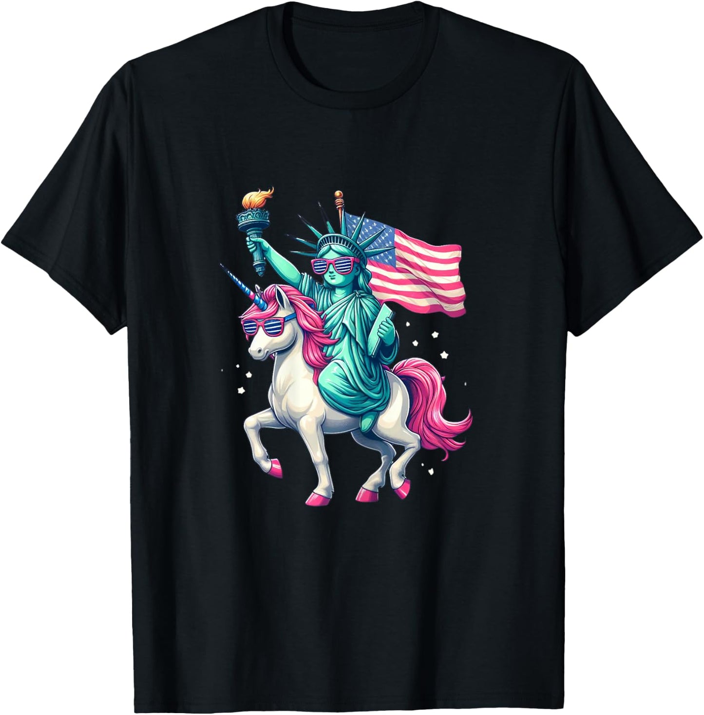 Unicorn Statue Of Liberty Funny 4th Of July Kids Boys Girls T-Shirt - T-Shirt | Black