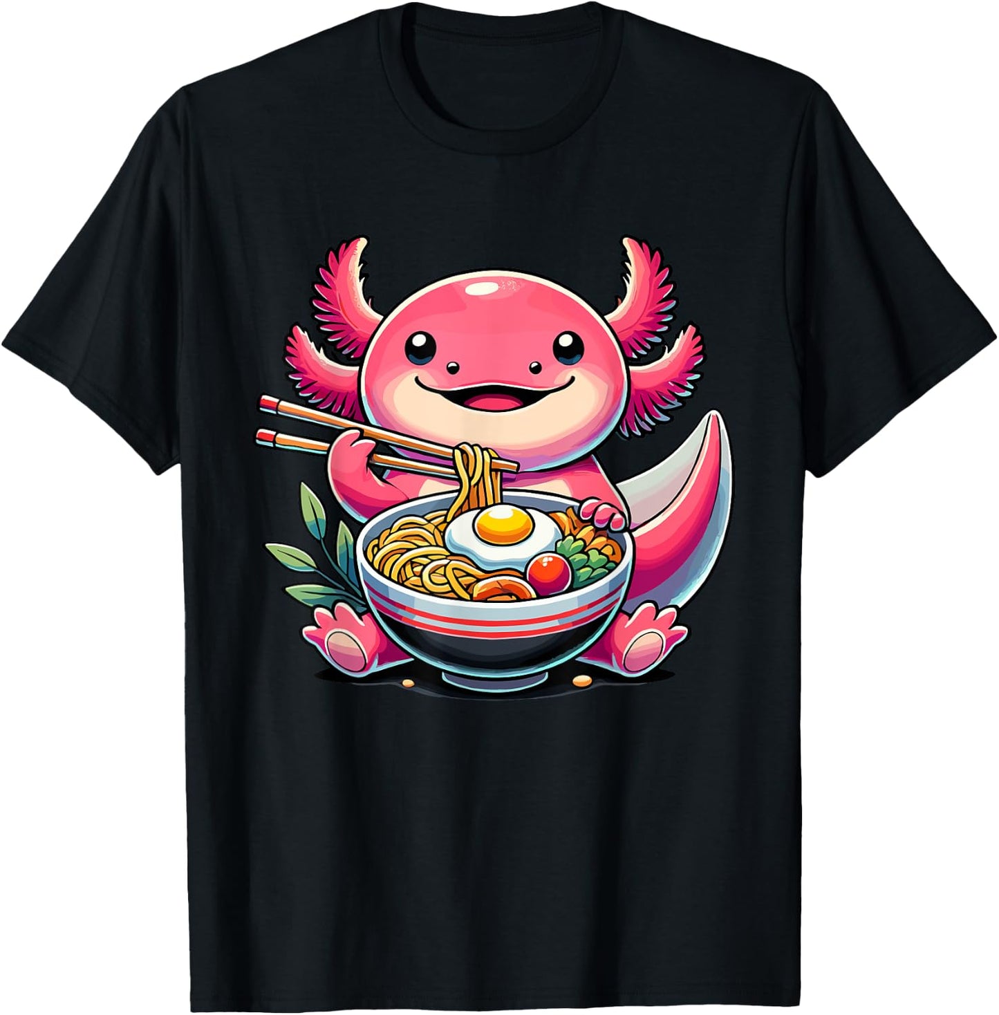 Axolotl Ramen Noodles for Girls & Kids | Anime kawaii, Axolotl T-Shirt - T-Shirt | Black