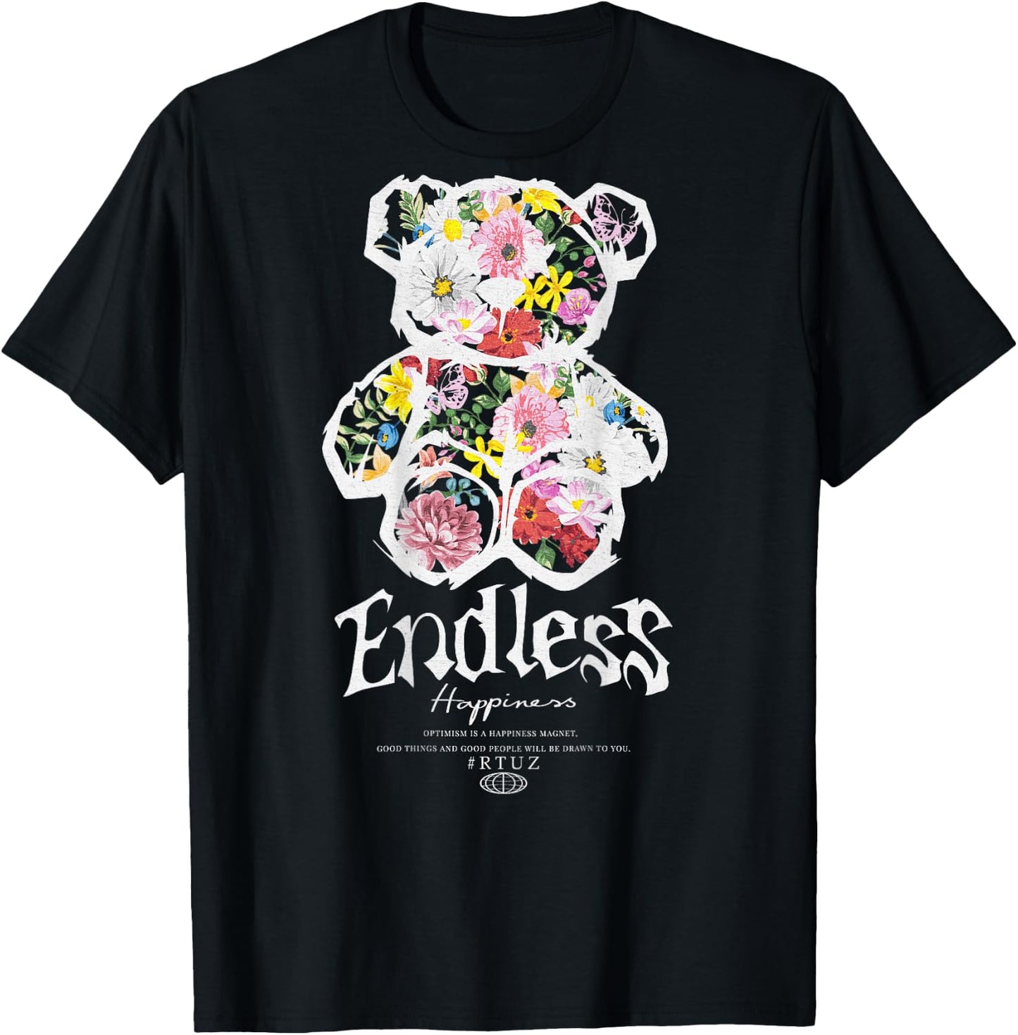 Hip Hop Vintage Edgy Urban Y2K Backprint Streetwear Teddy T-Shirt - T-Shirt | Black