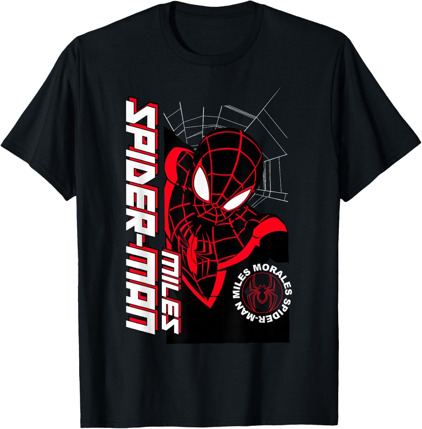 Marvel Comics Miles Morales Spider-Man Logo Pose T-Shirt - T-Shirt | Black