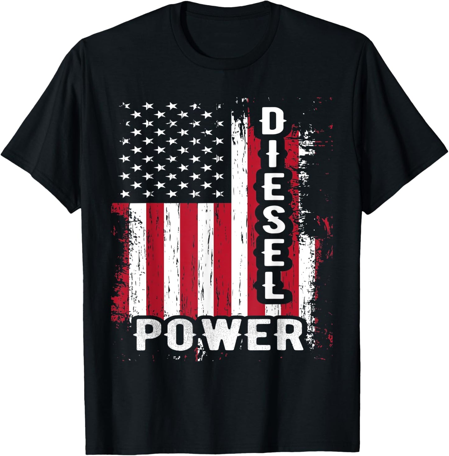Patriotic American Flag Diesel Mechanic Diesel Power Flag Women Kids Men T-Shirt - T-Shirt | Black