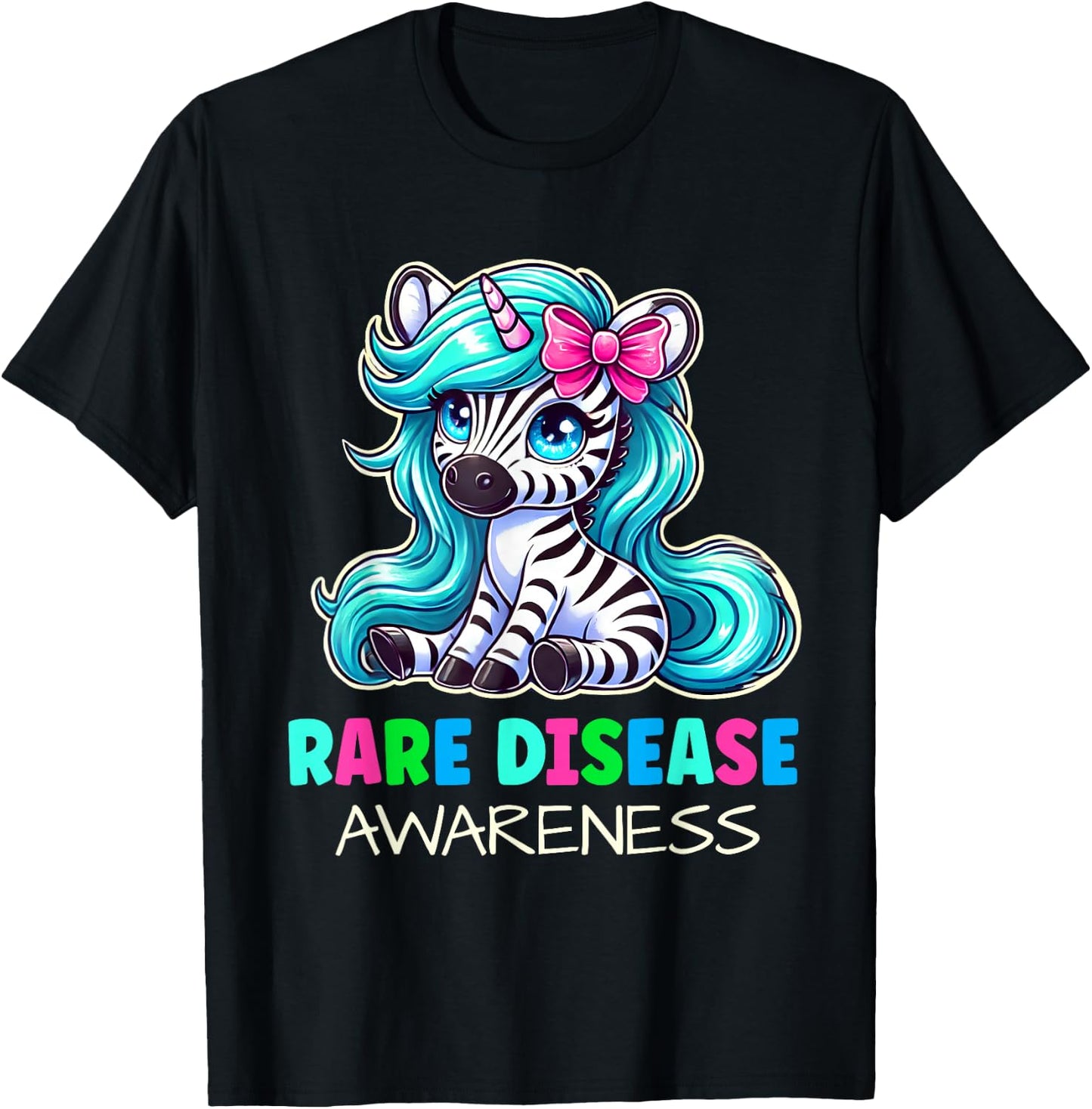 Rare Disease Awareness Zabra Ribbon Rare Disease Day Kids T-Shirt - T-Shirt | Black