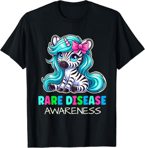 Rare Disease Awareness Zabra Ribbon Rare Disease Day Kids T-Shirt - T-Shirt | Black