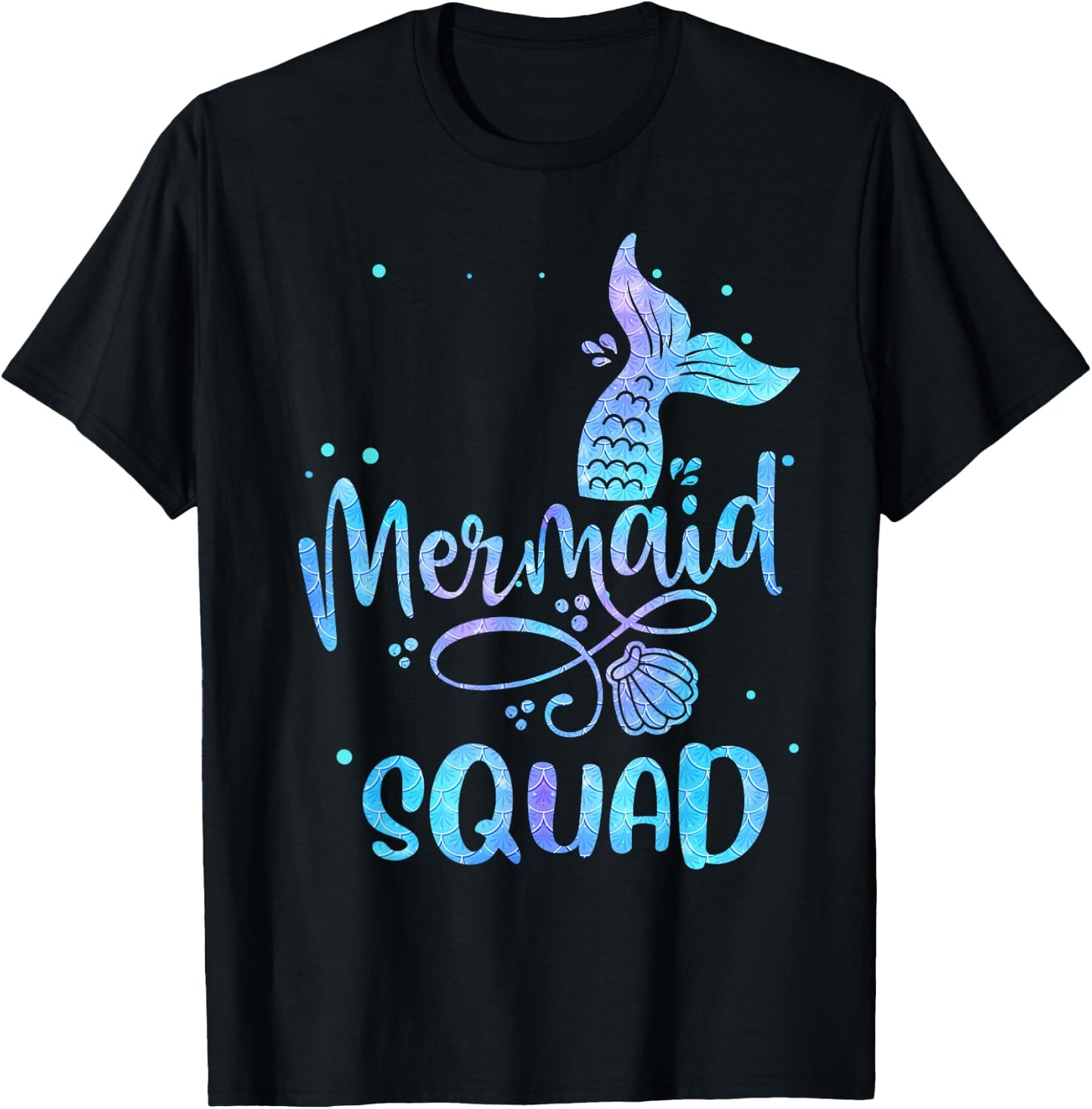 Mermaid Squad Cute Girls Birthday Squad Mermaid Tail Party T-Shirt - T-Shirt | Black