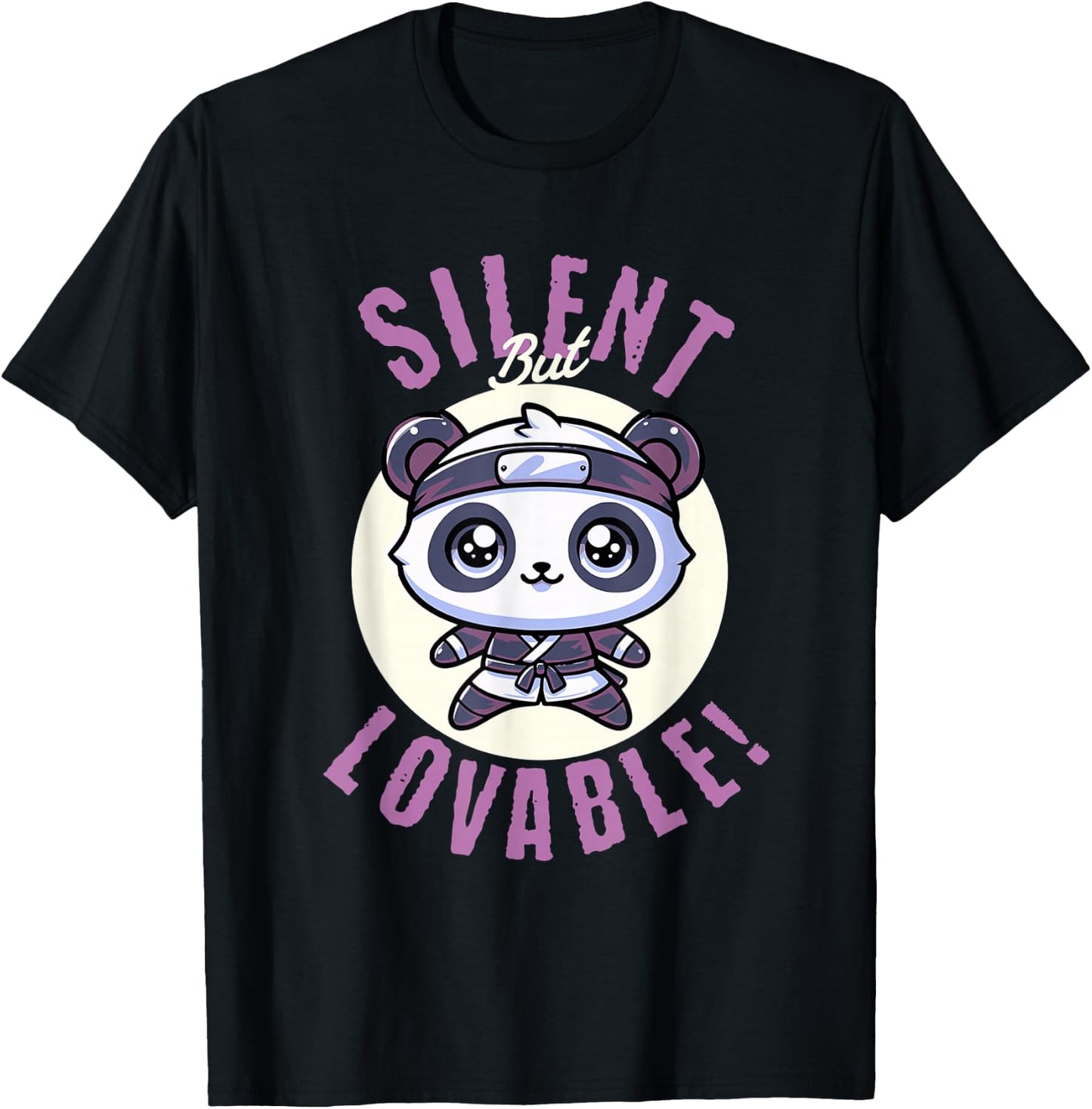 Cute Panda Bear Ninja Silent But Lovable Kids Shirt T-Shirt - T-Shirt | Black