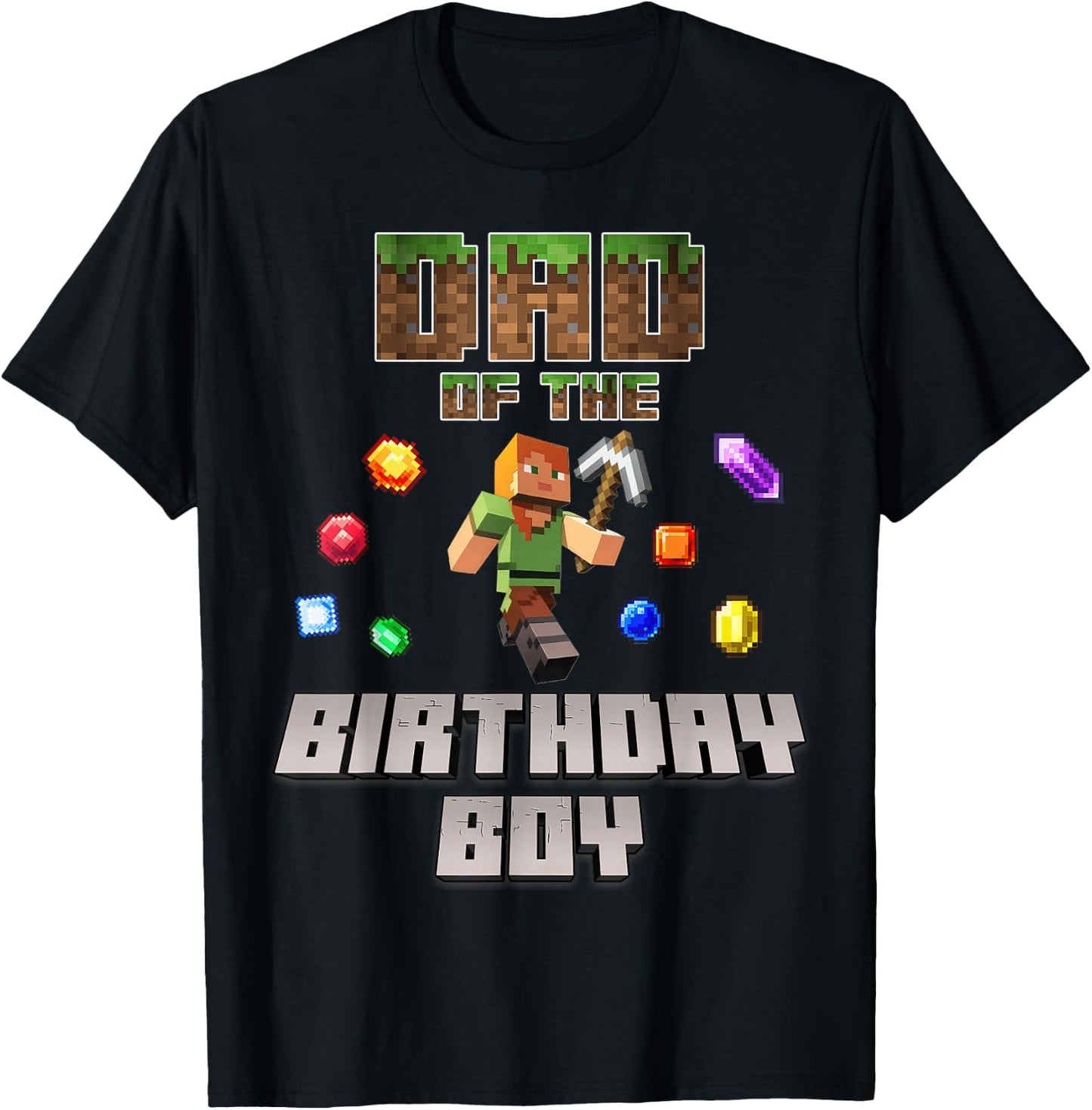 Dad Of The Birthday Boy Video Gamer Pixel Number T-Shirt - T-Shirt | Black