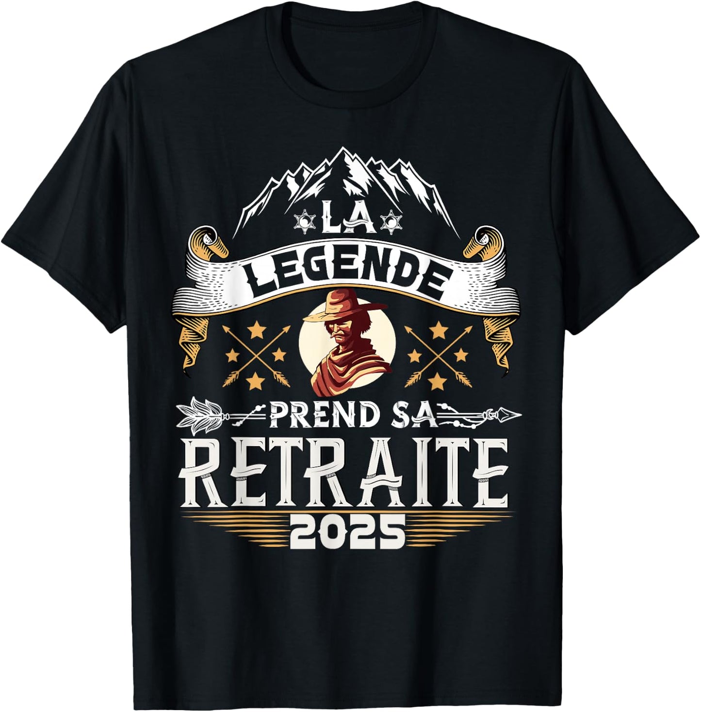 La Légende Retires 2025 Man Humor Original , Black, S T-Shirt - T-Shirt | Black