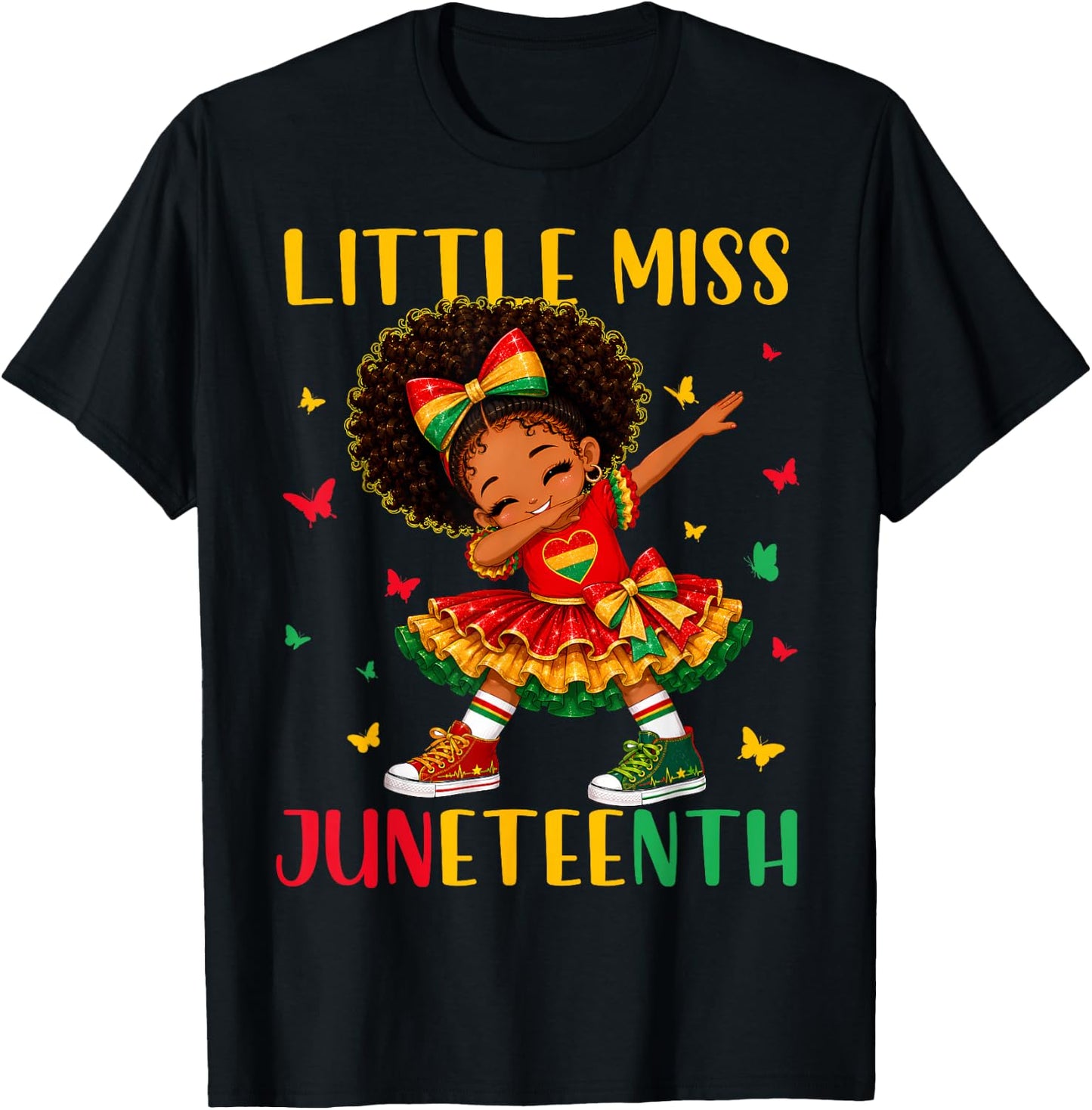 Cute Little Miss Juneteenth Black African Girl Kids Toddlers T-Shirt - T-Shirt | Black