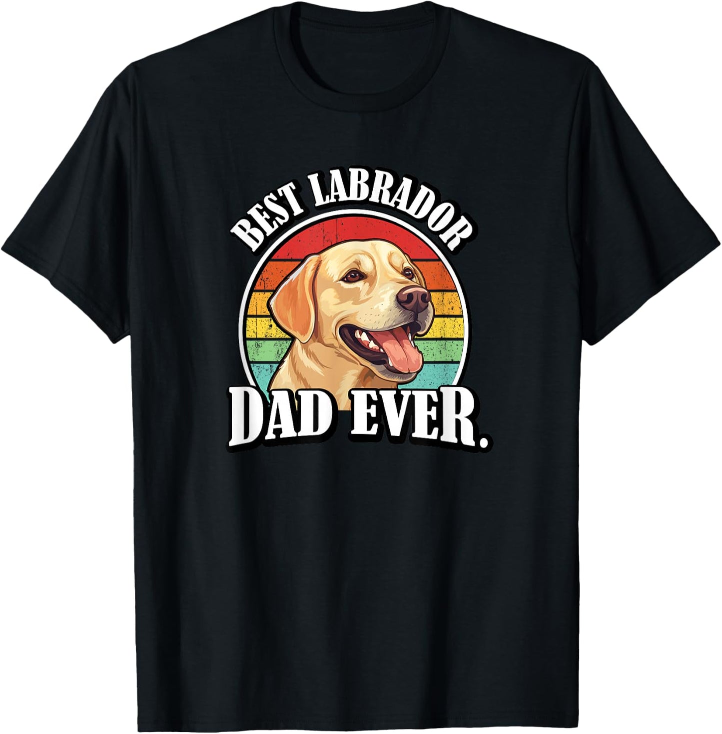 Boys Funny Retro Vintage Best Dad Yellow Lab Lover T-Shirt - T-Shirt | Black
