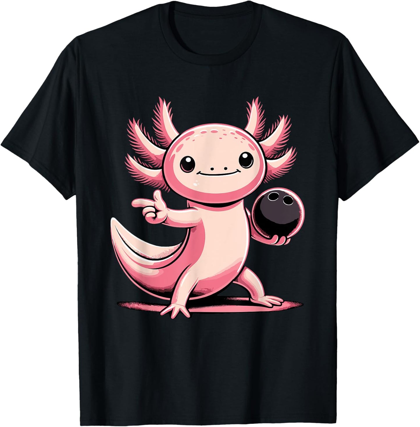 Funny Axolotl Bowling Player Bowler Bowl Sports T-Shirt - T-Shirt | Black