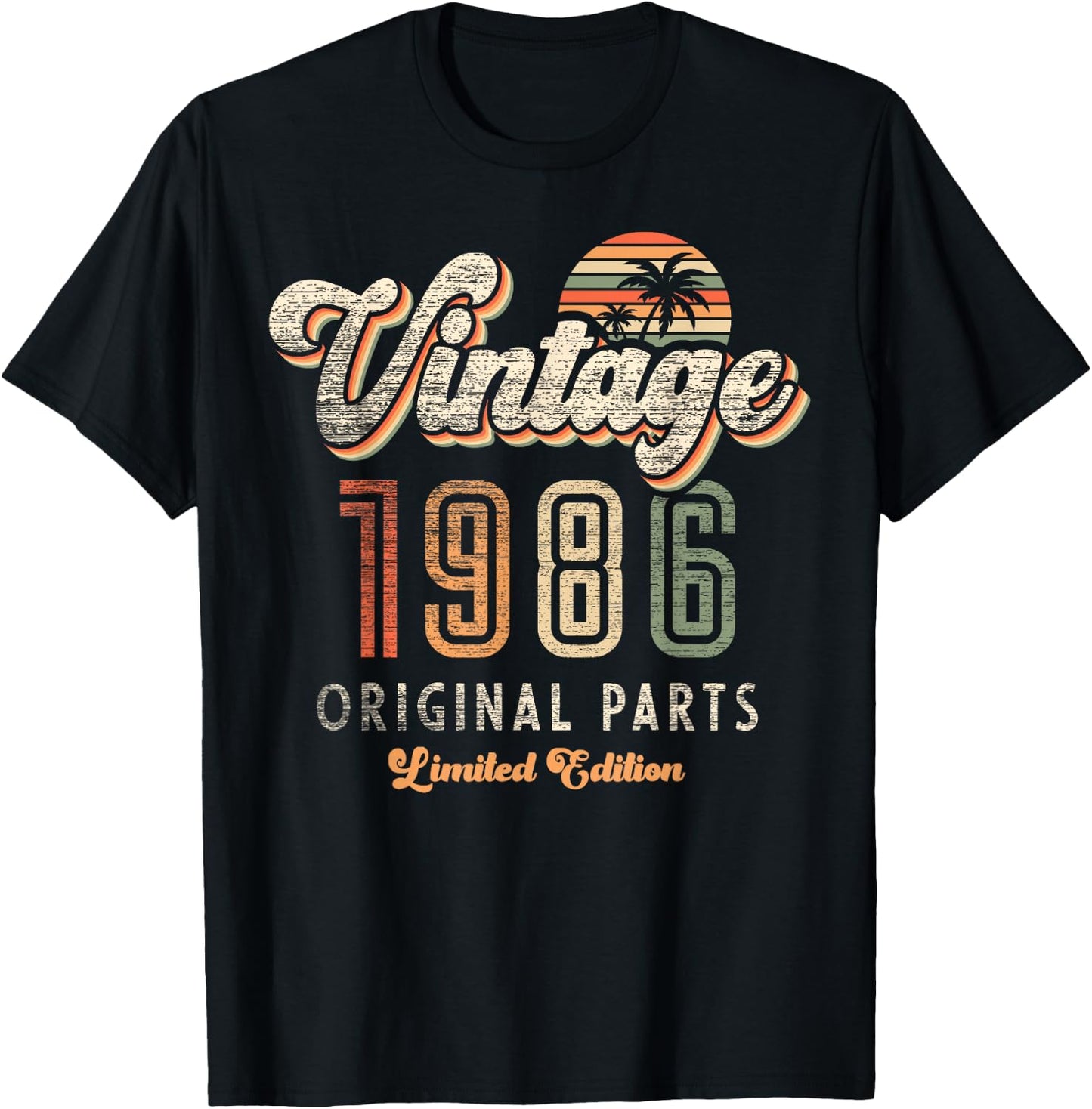 Vintage 1986 Limited Edition 39th Anniversary Palm Retro T-Shirt - T-Shirt | Black