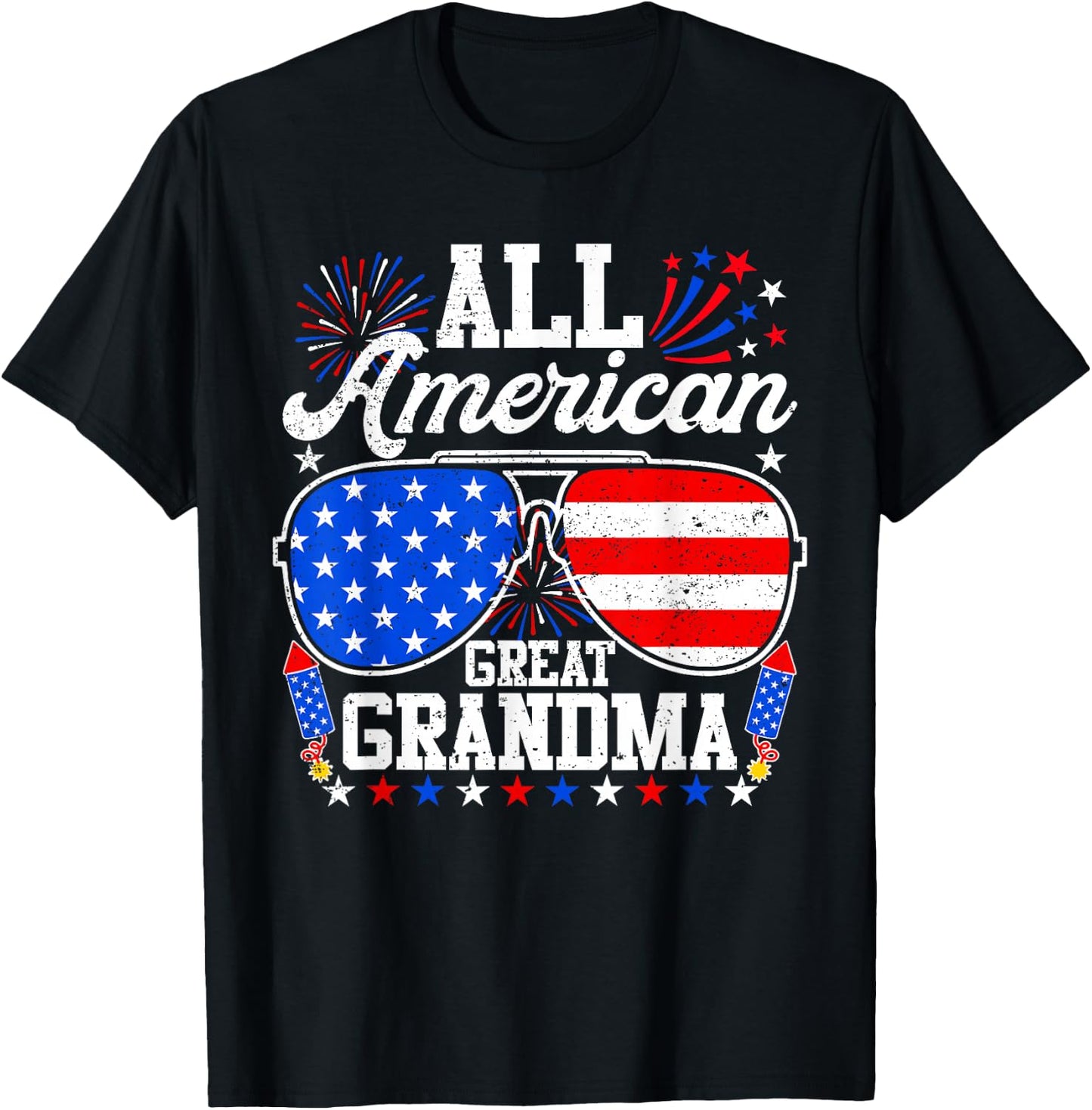 All American Great Grandma 4th of July Sunglasses Patriotic T-Shirt - T-Shirt | Black