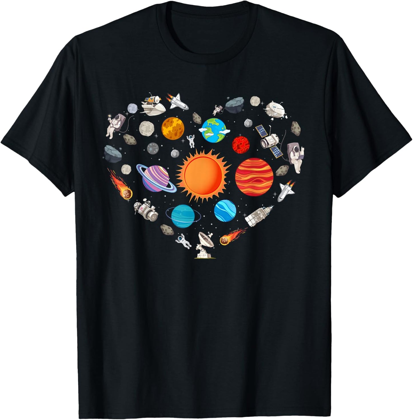 Best Planet Design Women Kids Outer Space Astronaut T-Shirt - T-Shirt | Black