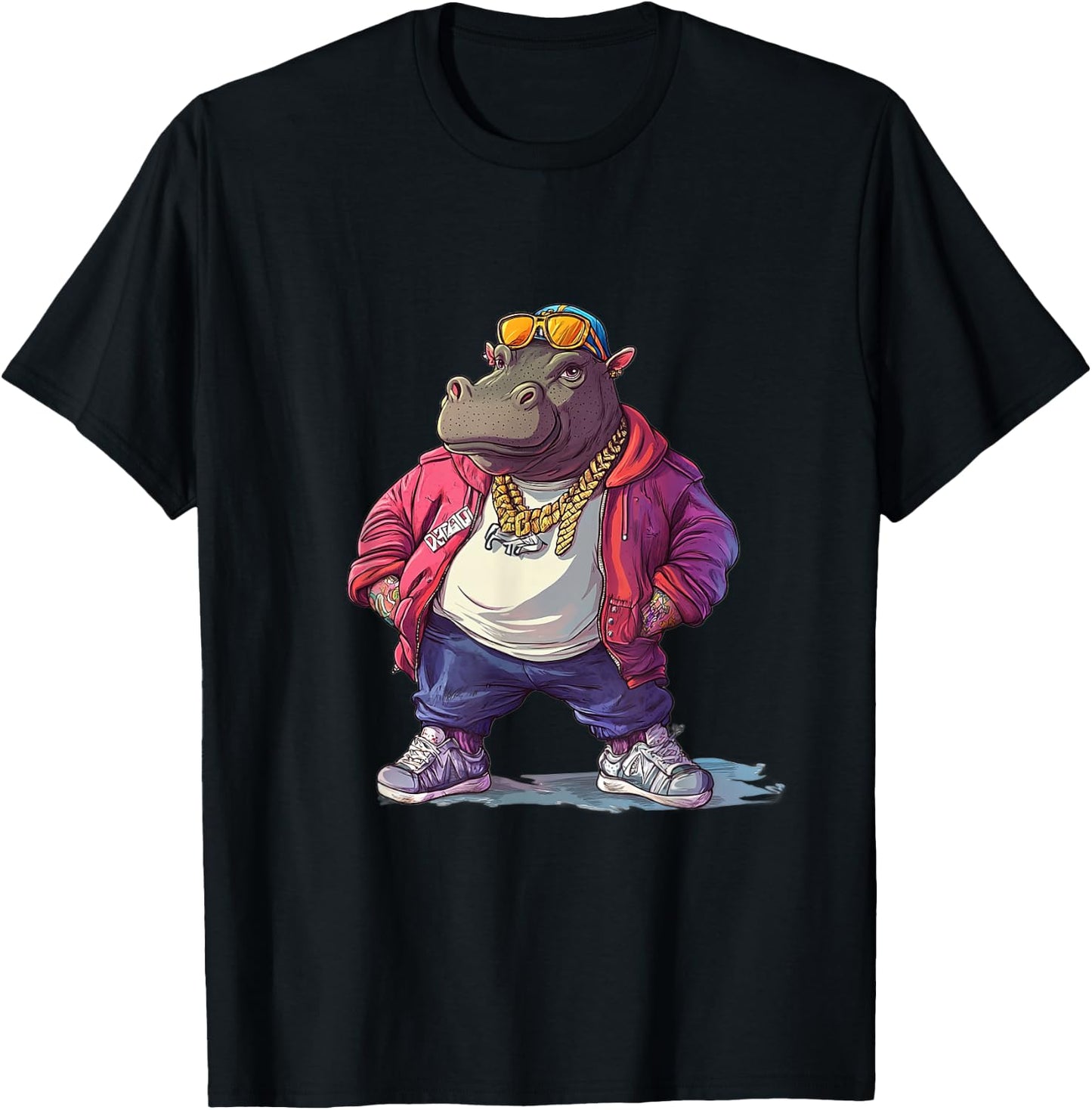 Dastardly Duds Designs -Adults Hip-Hop Cartoon , Black, Small T-Shirt - T-Shirt | Black