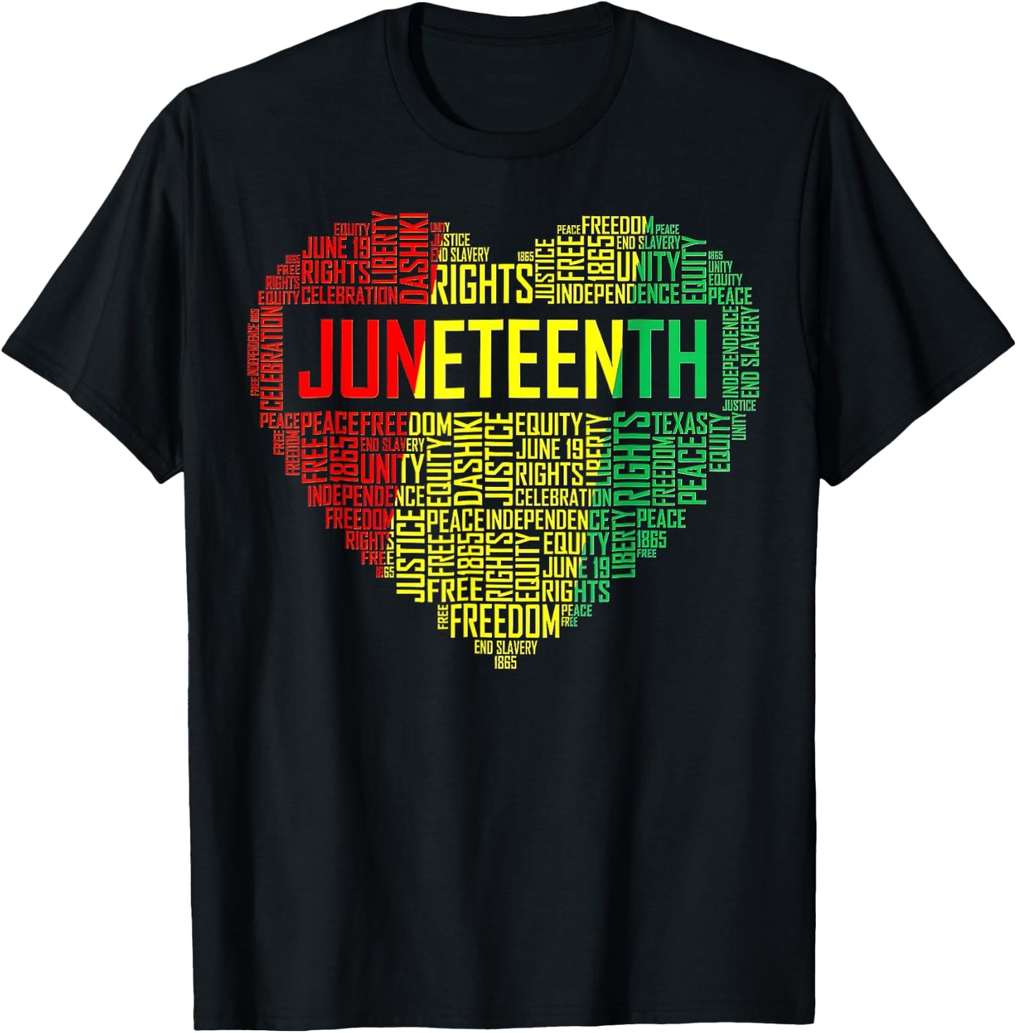 Juneteenth Heart Black Pride Freedom Day 1865 June 19th T-Shirt - T-Shirt | Black