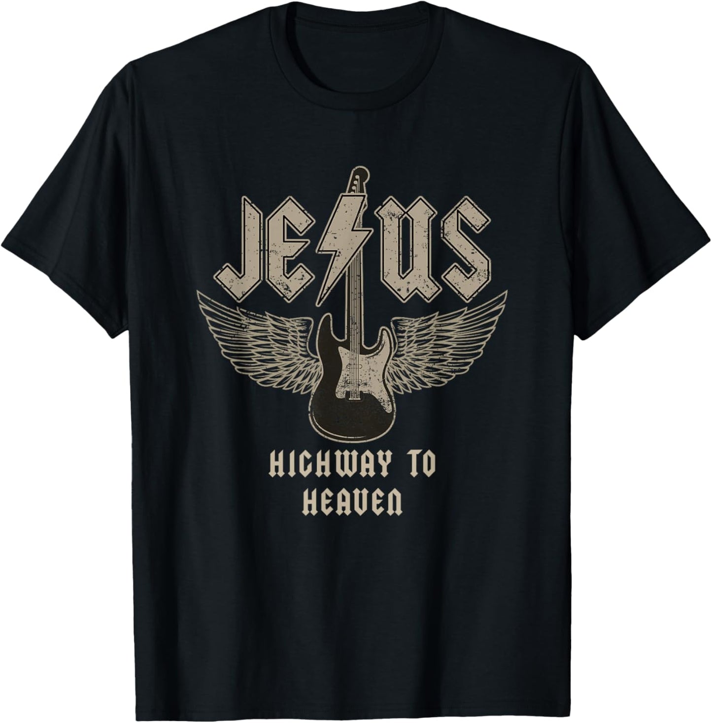 Jesus Rock and Roll Christian Music Worship Bible Verse T-Shirt - T-Shirt | Black