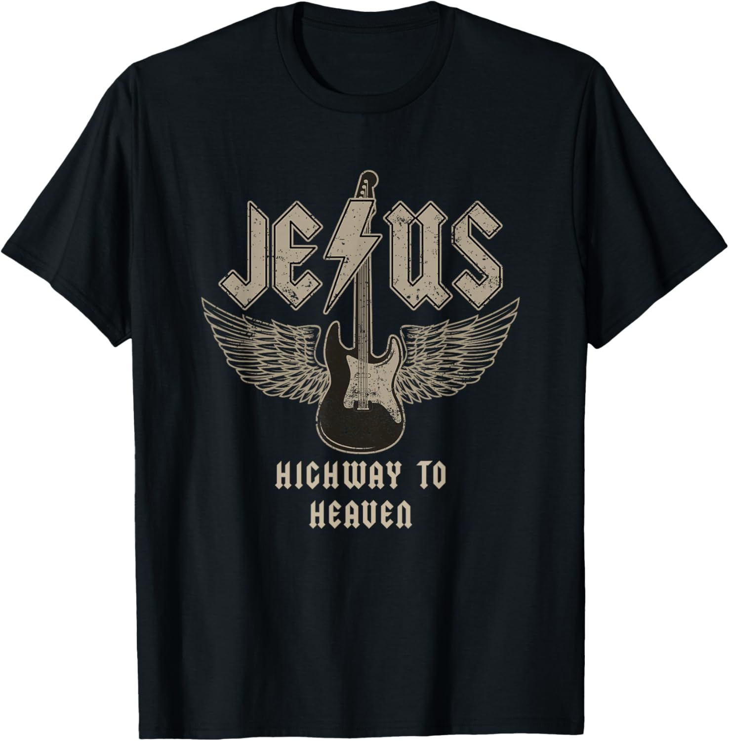 Jesus Rock and Roll Christian Music Worship Bible Verse T-Shirt - T-Shirt | Black