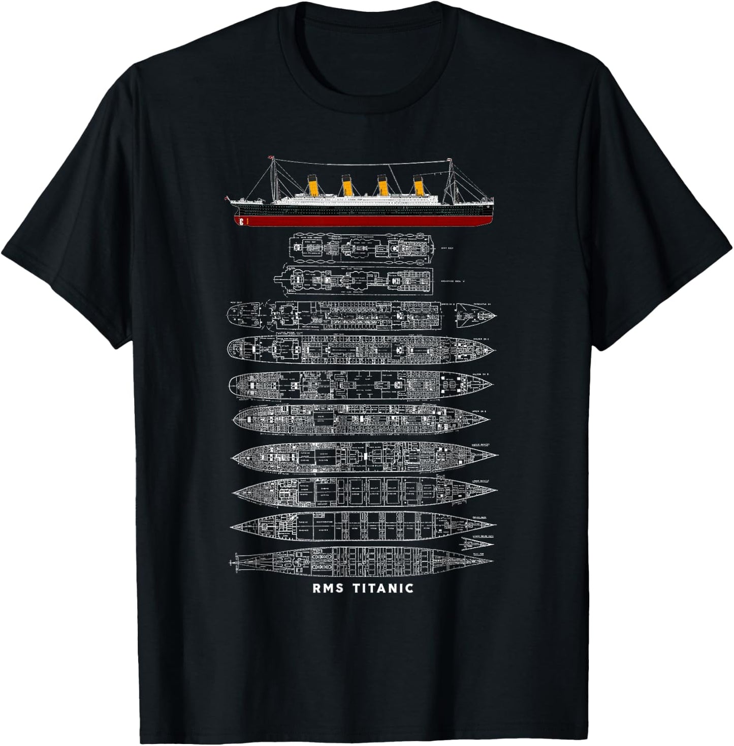 Titanic 1912 Sinking Ship Vintage Collection - Erwachsene , Schwarz, S, Kurzarm, Retro, Vintage, Collectible, Themed, 1912 T-Shirt - T-Shirt | Black