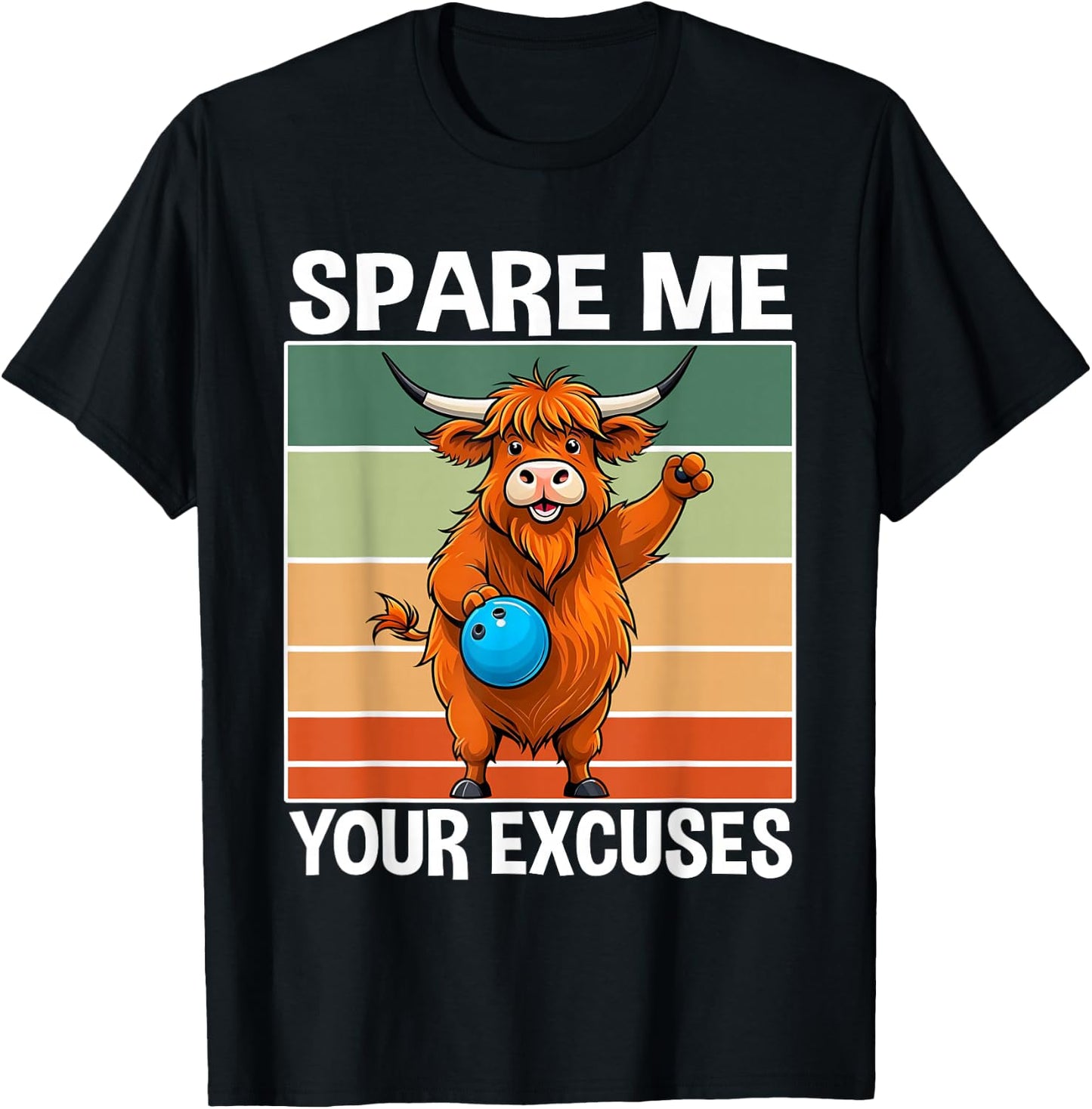Cow Bowling Crew Bowler No Exuces Animal Bowling T-Shirt - T-Shirt | Black