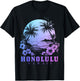 Honolulu Hawaii Hawaiian Hibiscus Flowers Surfer Souvenir T-Shirt - T-Shirt | Black