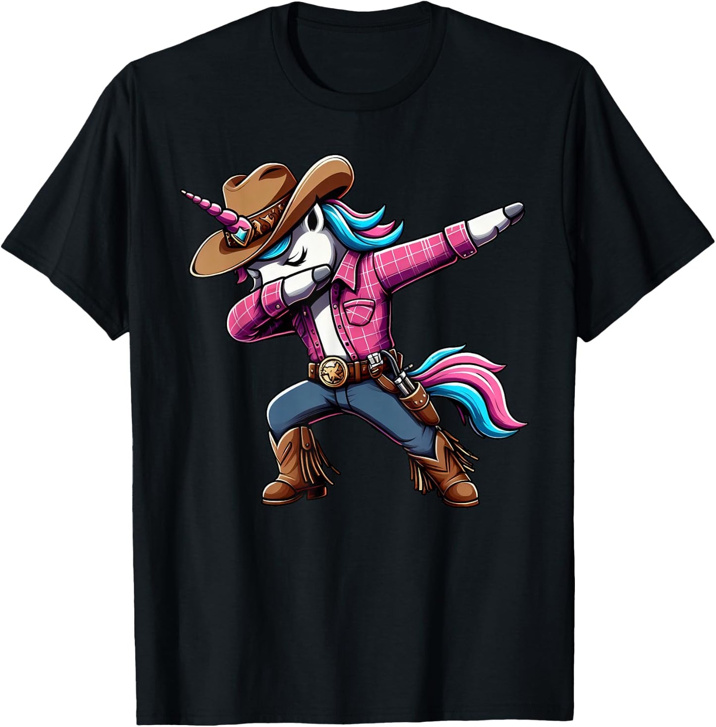 Halloween Dabbing Cute Cowboy Unicorn Apparel for Kids Boys T-Shirt - T-Shirt | Black