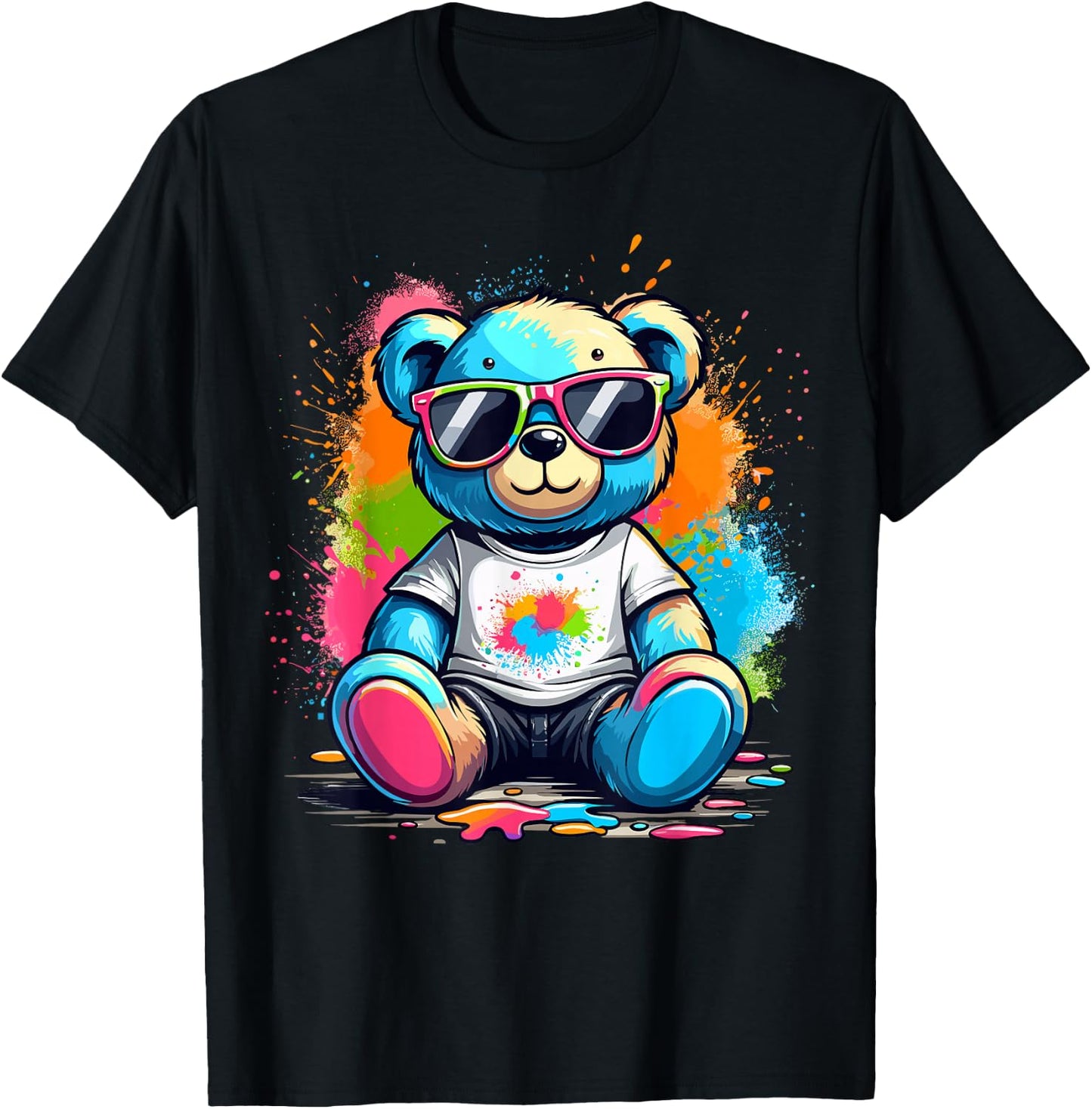 Colorful Teddy Bear T-Shirt - T-Shirt | Black