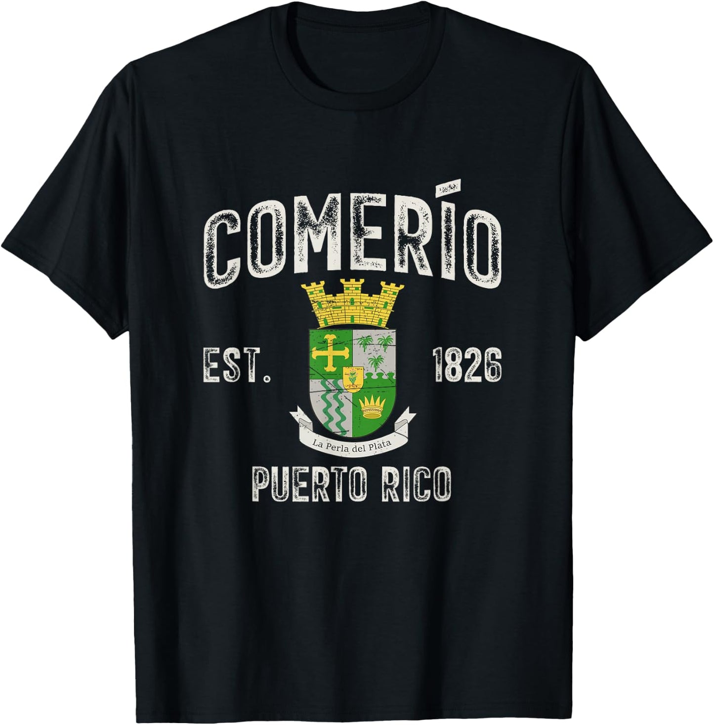 Comerío City In Puerto Rico Est 1826, Comerío Armorial T-Shirt - T-Shirt | Black