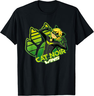 Miraculous Ladybug - Gamer Collection - Cat Noir Wins T-Shirt - T-Shirt | Black