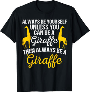 Cute Giraffe Design Women Adult Safari Giraffe Lover T-Shirt - T-Shirt | Black