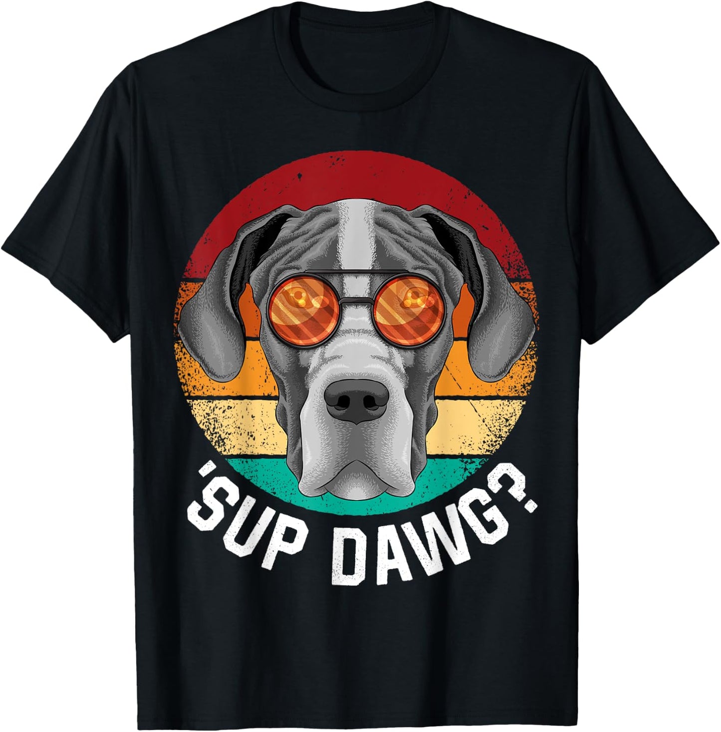'Sup Dawg Great Dane Funny Dog Retro Vintage Puppy T-Shirt - T-Shirt | Black