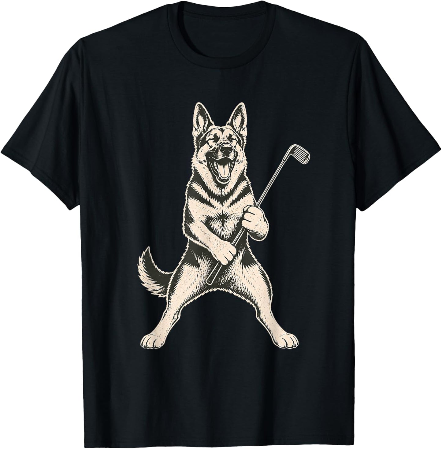 German Shepherd Golf Sports Vintage Dog Lover T-Shirt - T-Shirt | Black