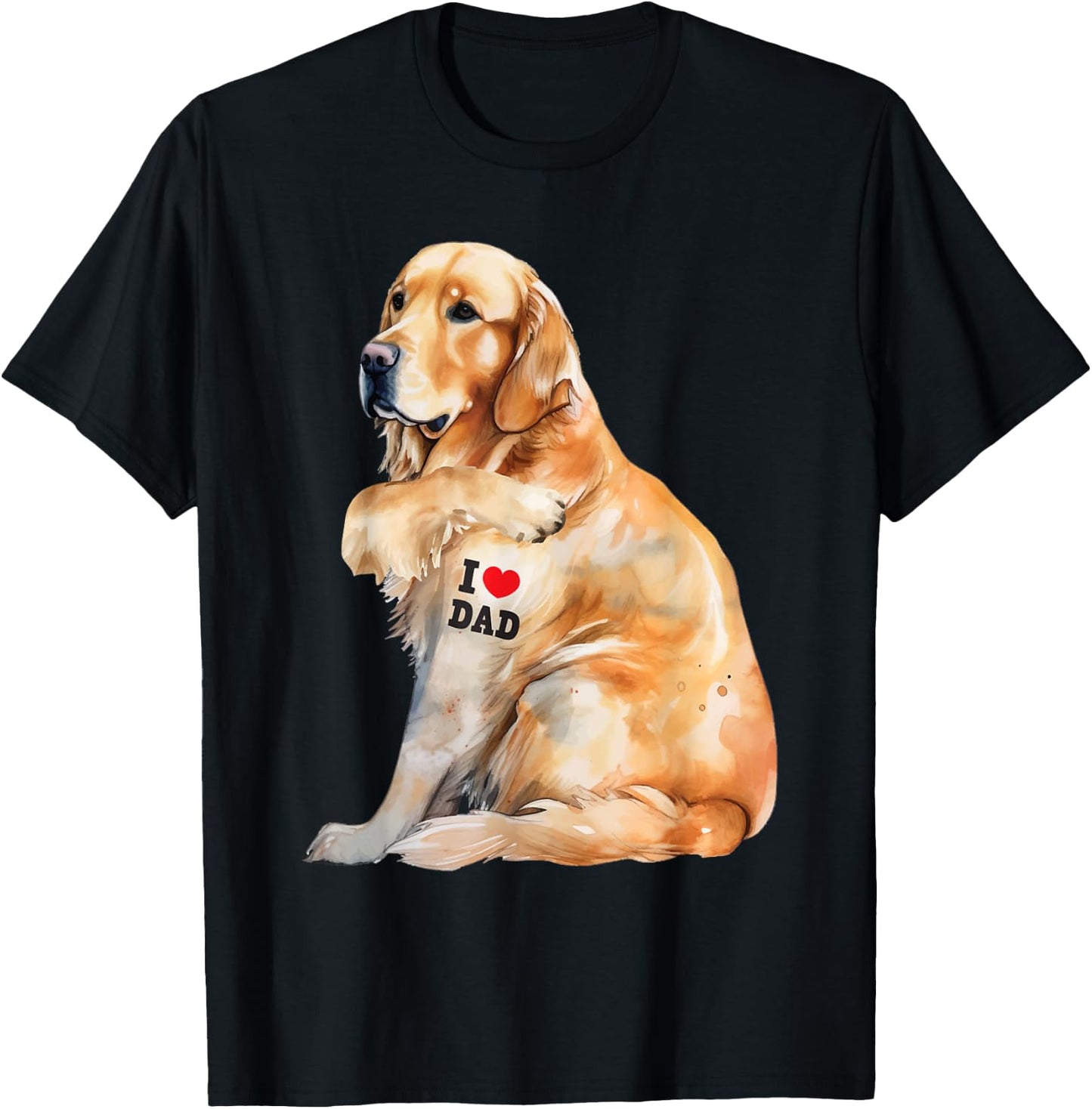 I Love Dad - Patriotic Golden Retriever Canine Dog Lover Kids Men T-Shirt - T-Shirt | Black