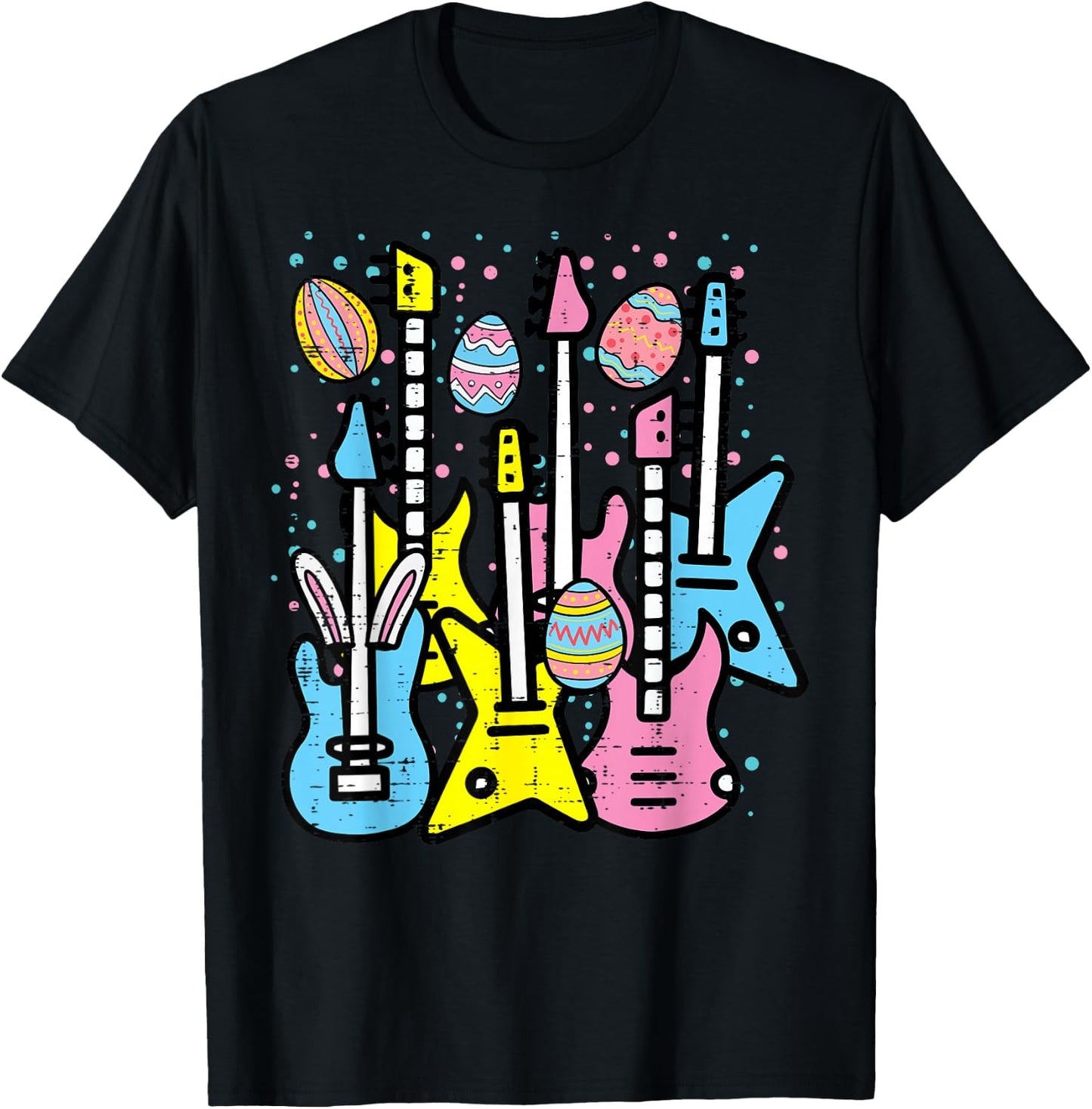 Easter Rocker Guitars Rock Music Men Boys Kids Teens Youth T-Shirt - T-Shirt | Black
