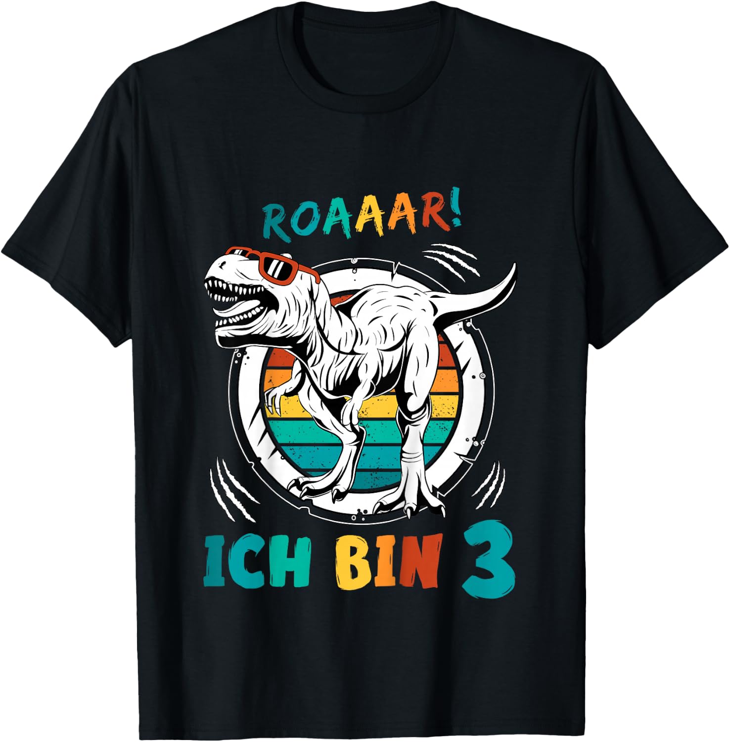 3 Geburtstag Junge Mädchen Dinosaurier 3 Jahre Alt Dino T-Shirt - T-Shirt | Black