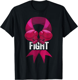 Pink Boxing Glove Fighter Awareness Breast Cancer Fight T-Shirt - T-Shirt | Black