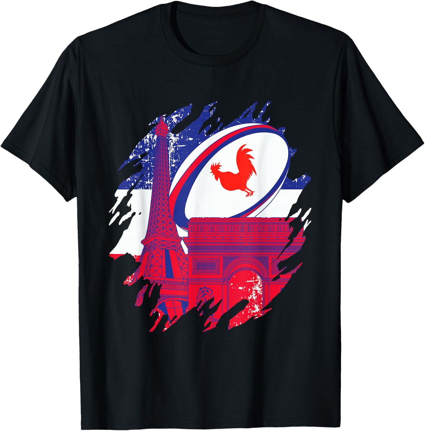 Rugby Shirt Player Child Man Flag Rooster Men Women , Black, S T-Shirt - T-Shirt | Black