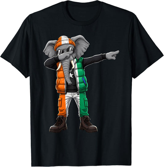 Ivory Coast Roots Elephant Ivorian Flag Cote D'Ivoire T-Shirt - T-Shirt | Black