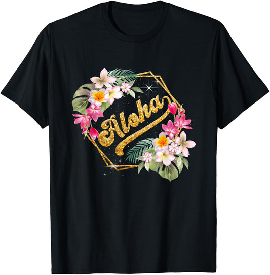 Aloha Flowers Hawaii Hawaii Beach Luau Party T-Shirt - T-Shirt | Black