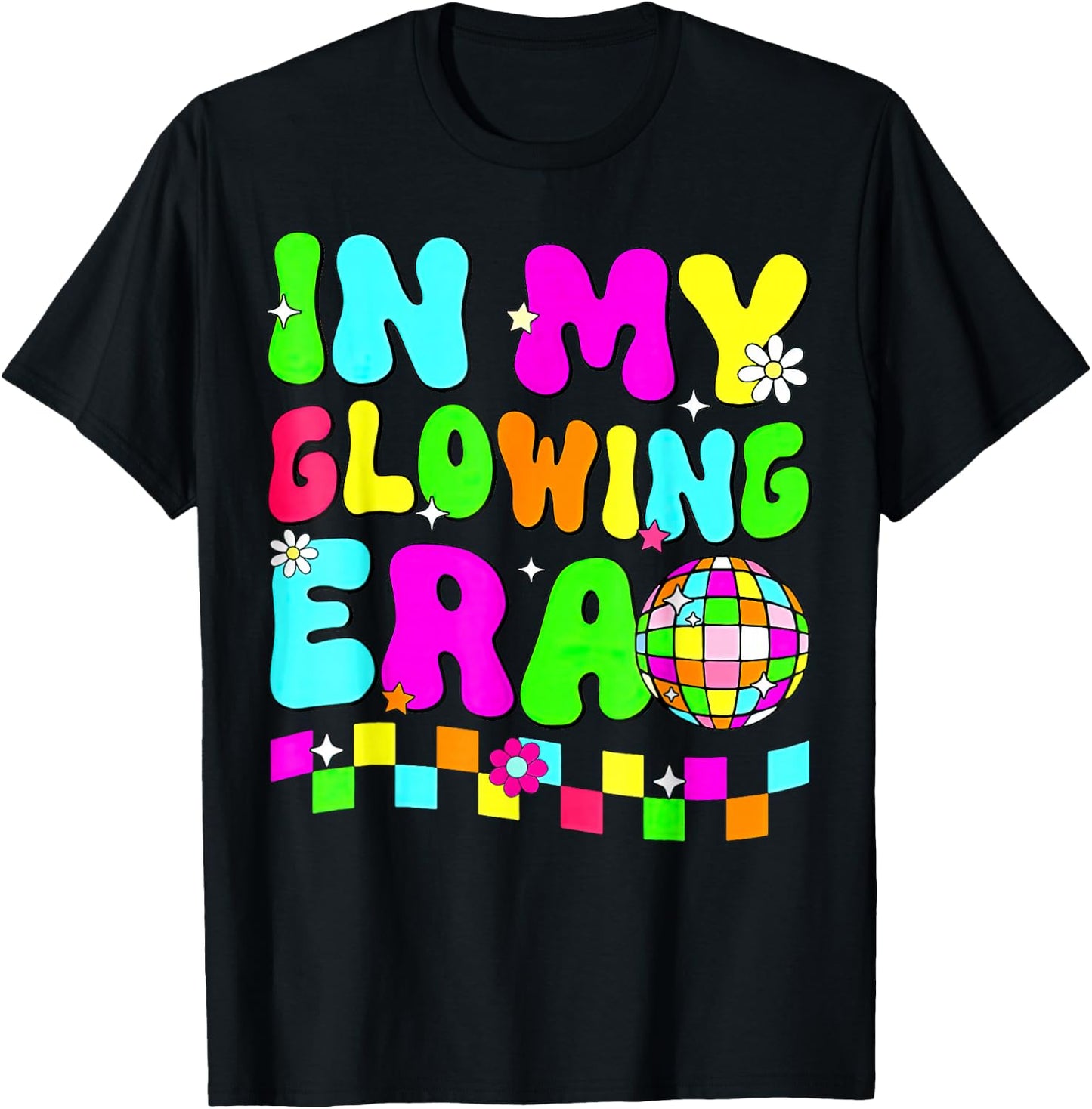 in My Glowing Era Tie Dye Bright Hello Summer Vacation Trips T-Shirt - T-Shirt | Black