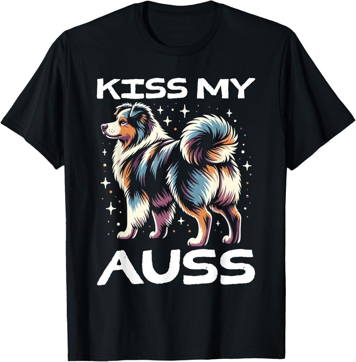 Australian Shepherd Dog Kiss Aussie Shepherd Dog T-Shirt - T-Shirt | Black